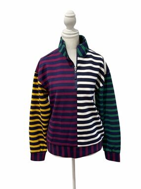Addison Bay XS NWT Colorblock Striped Quarter Zip Pullover Preppy Sporty